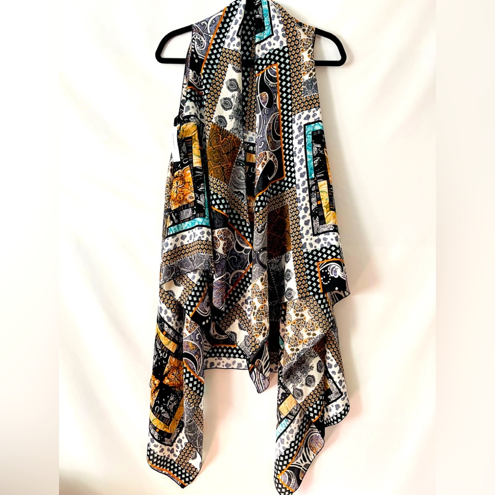 Cardigan/Kimono Sleeveless Multi Colored Cascading and Flowy Sz O/S.